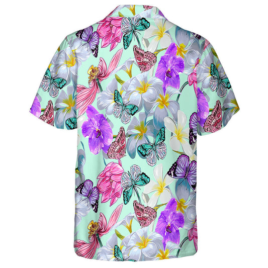 Féileacáin Coimhthíocha Lámhtharraingthe Agus Léine Haváís Lotus Bándearg Trópaiceach, Bronntanas Léine Haváíais, Bronntanas Nollag