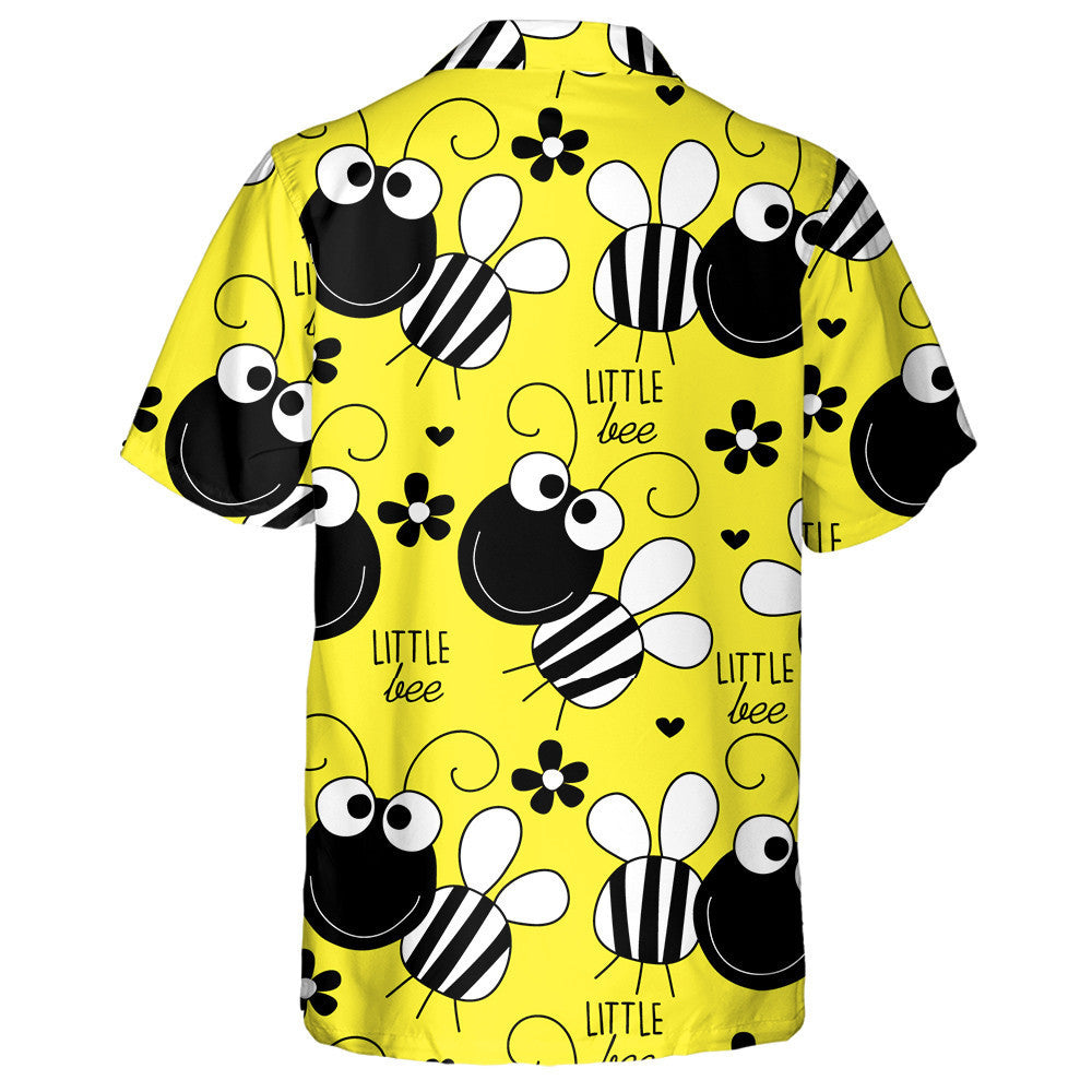 Natural Summer Little Bee Black And White Hawaiian Shirt, Hawaiian Shirt Gift, Christmas Gift