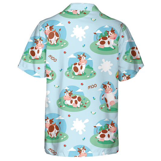 Cute Cows In Different Poses On The Background Hawaiian Shirt, Hawaiian Shirt Gift, Christmas Gift