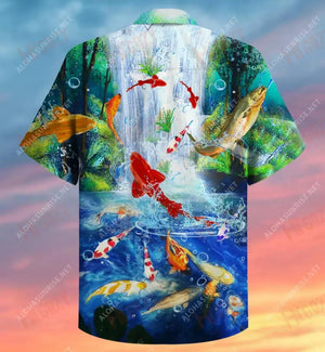 Amazing Fish Jumping Waterfall Short Sleeve Shirt Vacation Hawaiian T Shirts Best Hawaiian Shirts Hawaiian Shirts For Men, Hawaiian Shirt Gift, Christmas Gift