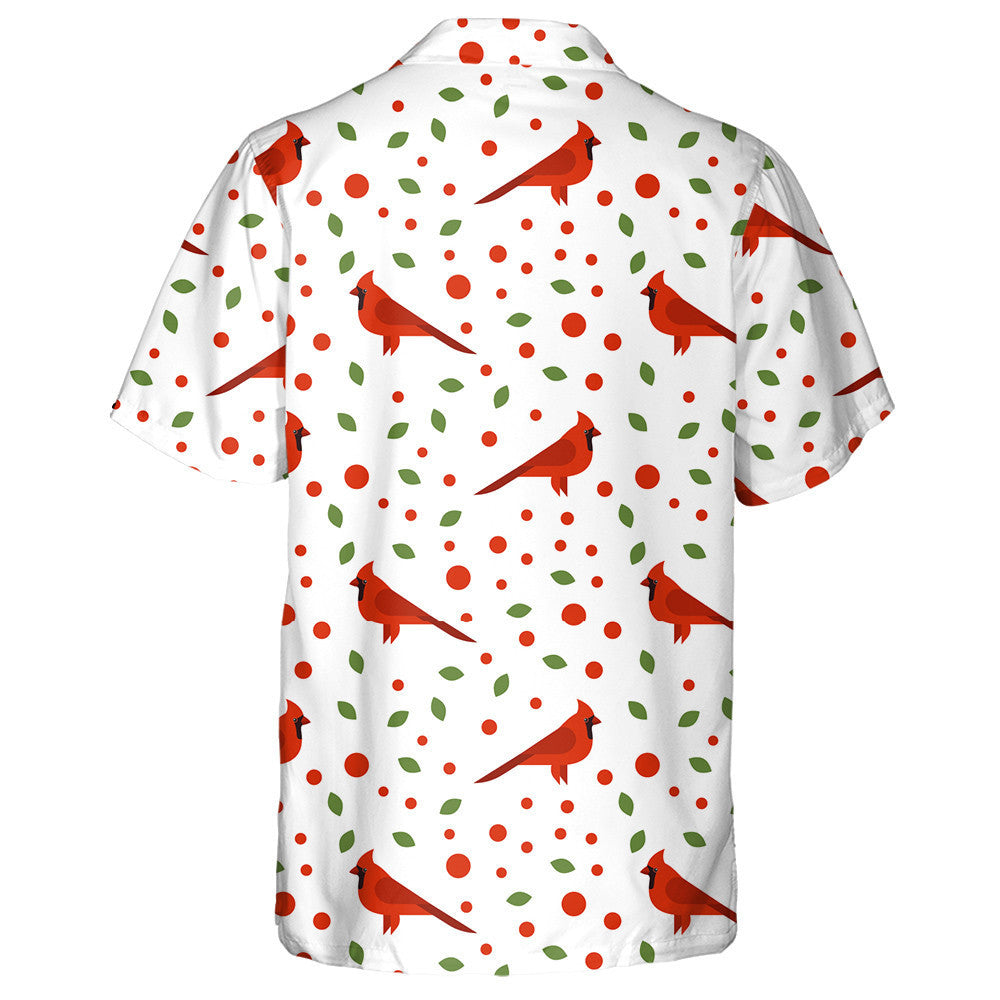 Beautiful Red Cardinal Bird And Leaves Hawaiian Shirt, Hawaiian For Gift