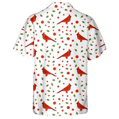 Beautiful Red Cardinal Bird And Leaves Hawaiian Shirt, Hawaiian For Gift