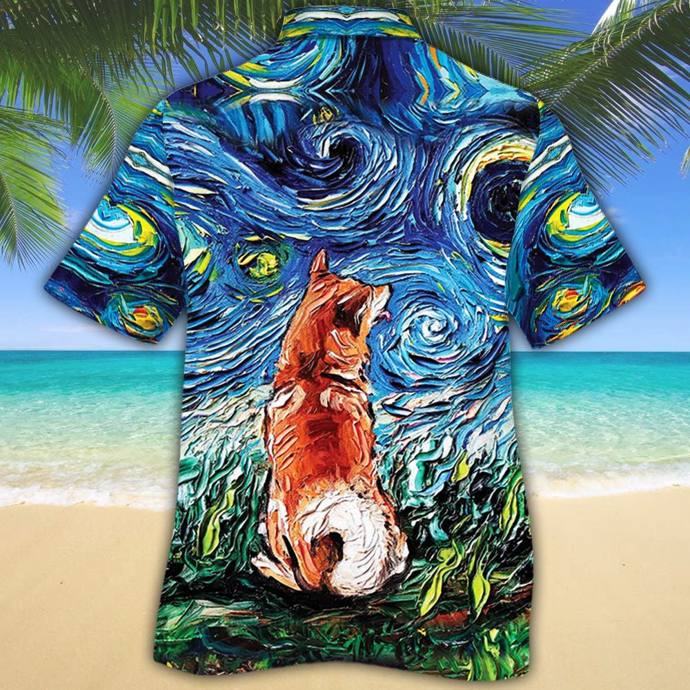 Shiba Inu Dog Lovers Beautiful Night Sky Hawaiian Shirt, Hawaiian Shirt Gift, Christmas Gift