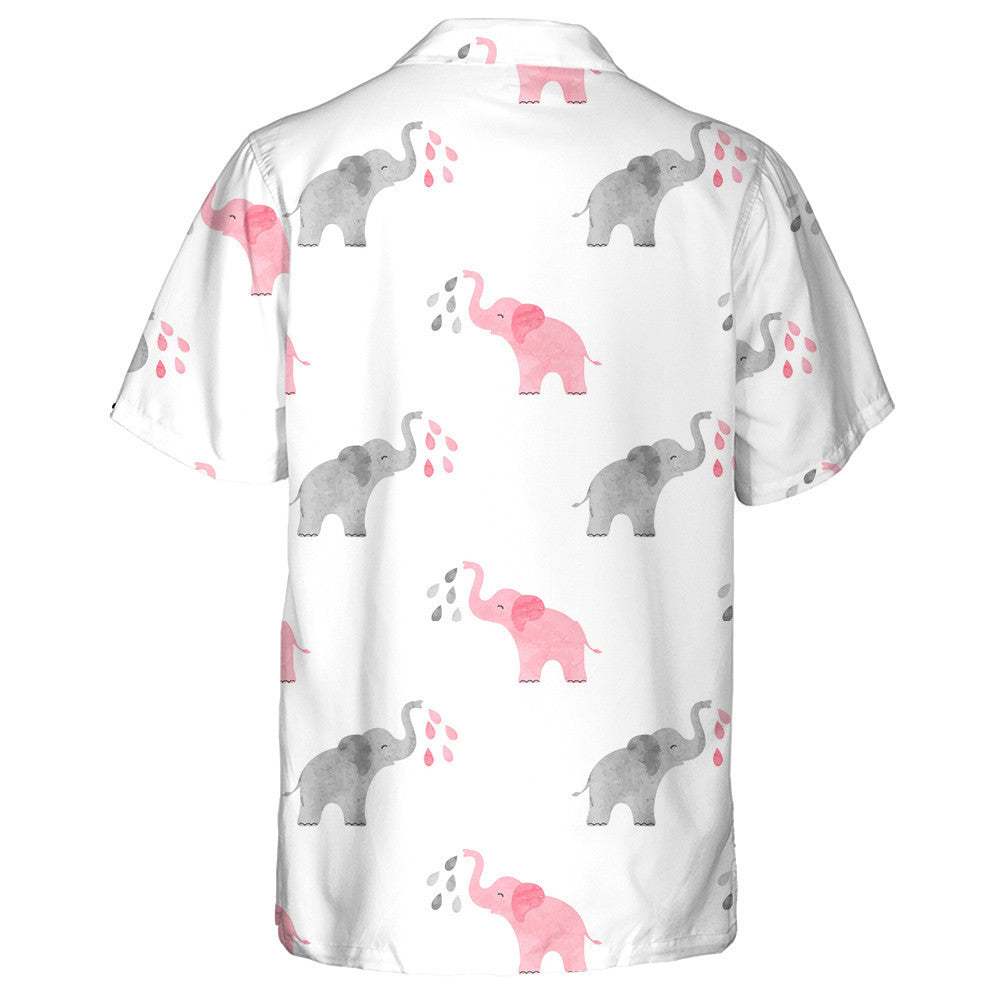 Gray And Pink Water Spray Elephants Hawaiian Shirt,Hawaiian Shirt Gift, Christmas Gift