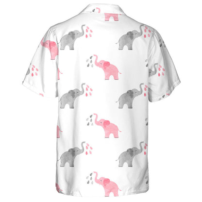 Gray And Pink Water Spray Elephants Hawaiian Shirt,Hawaiian Shirt Gift, Christmas Gift