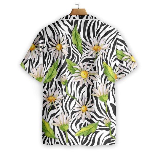 Daisy Zebra Watercolor Painting Art Pattern Hawaiian Shirt,Hawaiian Shirt Gift, Christmas Gift