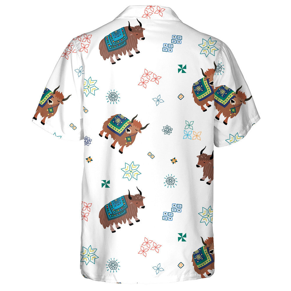 Hand Drawn Cow Yak On White Background Hawaiian Shirt, Hawaiian Shirt Gift, Christmas Gift