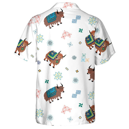 Hand Drawn Cow Yak On White Background Hawaiian Shirt, Hawaiian Shirt Gift, Christmas Gift