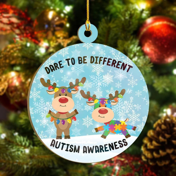 Autism Awareness Dare To Be Different Ornament, Christmas Ornament Gift, Christmas Gift, Christmas Decoration