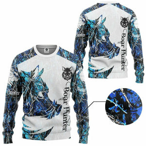 3D Boar Hunter Blue Custom Tshirt Hoodie Apparel