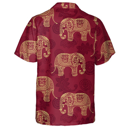 Clear Texture Stylized Elephant On Red Background Hawaiian Shirt, Hawaiian Shirt Gift, Christmas Gift