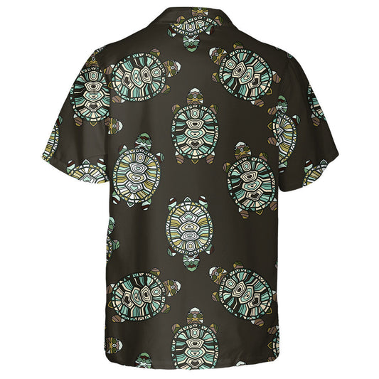 Hand Painted Tribal Styled Tortoises Turtles Hawaiian Shirt, Hawaiian Shirt Gift, Christmas Gift