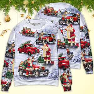 Christmas Santa Claus Funny Red Truck Gift For Xmas Painting Style Ugly Christmas Sweater, Christmas Gift, Gift Christmas 2024