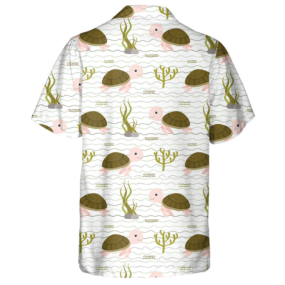 Kawaii Turtle Character In Flat Style Hawaiian Shirt, Hawaiian For Gift