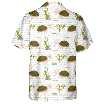 Kawaii Turtle Character In Flat Style Hawaiian Shirt, Hawaiian For Gift