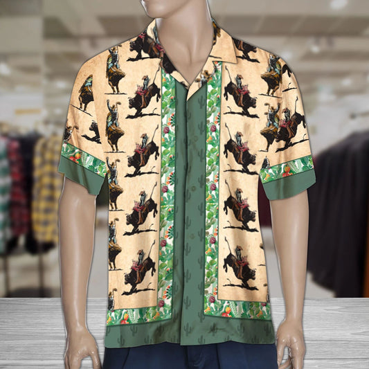 Cowboy Riding Horse On Desert Design Hawaiian Shirt,Hawaiian Shirt Gift, Christmas Gift