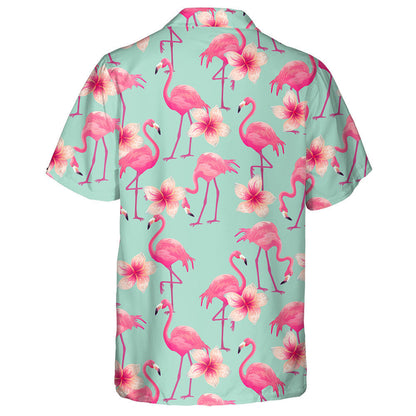 Beautiful Flamingo With Blossom Tropical Flower Hawaiian Shirt, Hawaiian For Gift