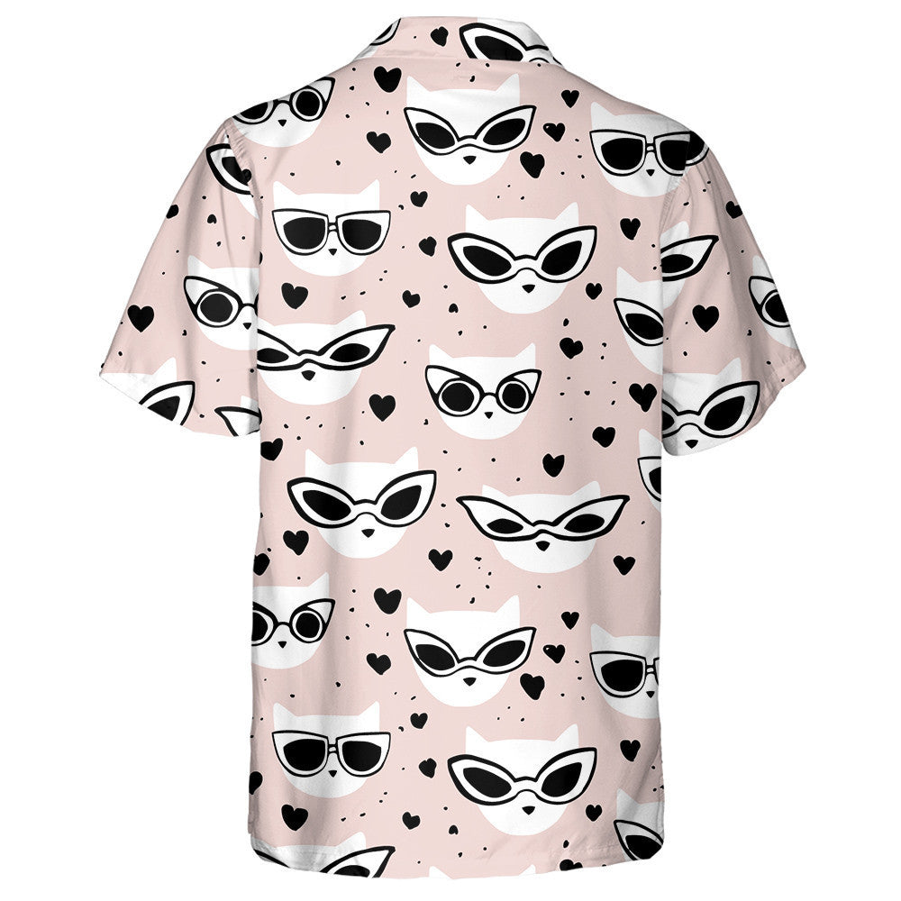 Hand Drawn Doodle Fashion Cats In Glasses Hawaiian Shirt, Hawaiian Shirt Gift, Christmas Gift