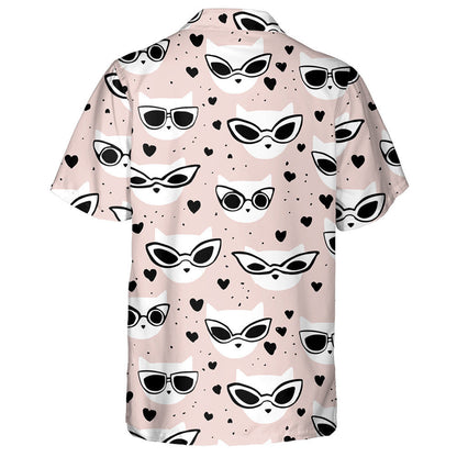 Hand Drawn Doodle Fashion Cats In Glasses Hawaiian Shirt, Hawaiian Shirt Gift, Christmas Gift