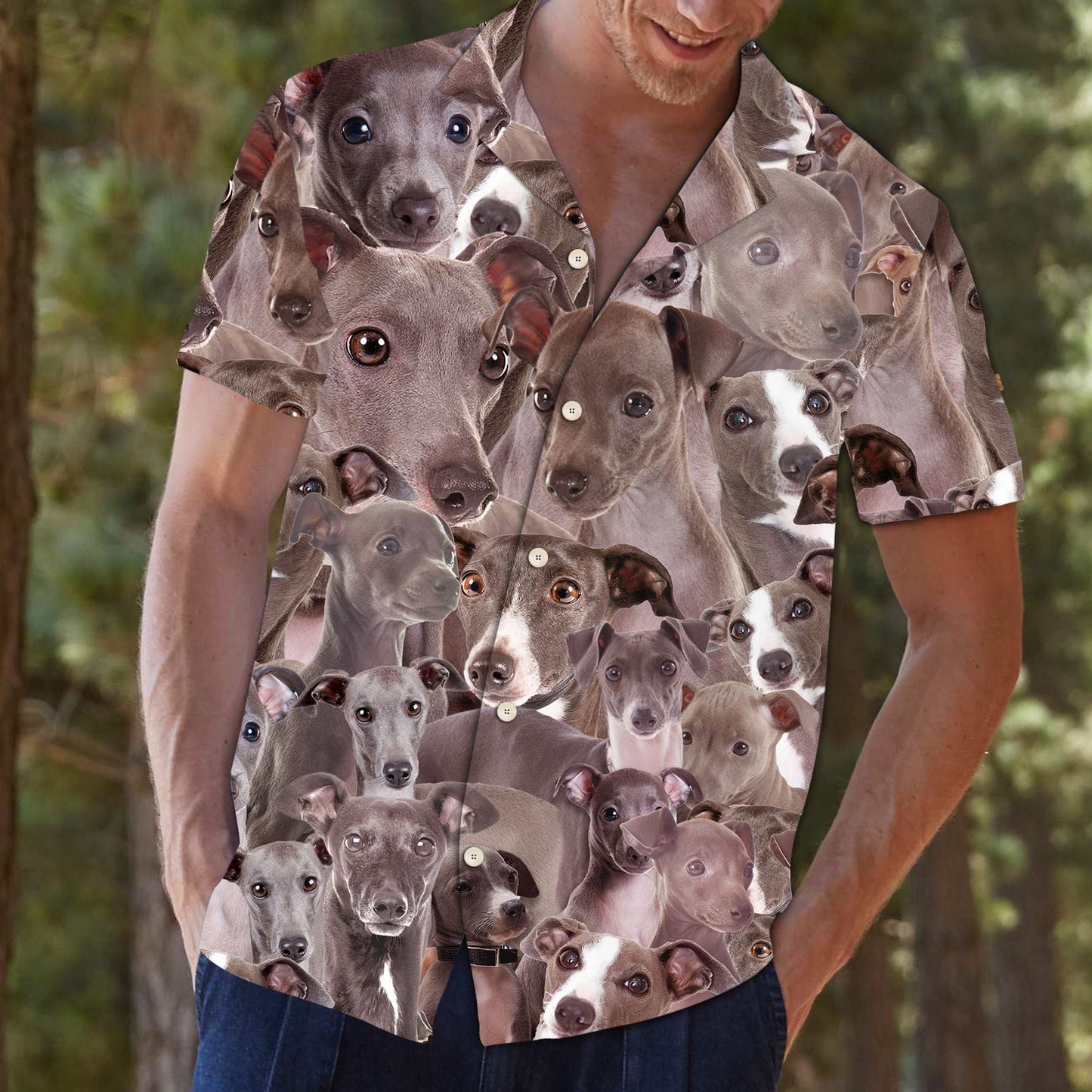Italian Greyhound Cute Dog Mix Brown Hawaiian Shirt, Hawaiian Shirt Gift, Christmas Gift