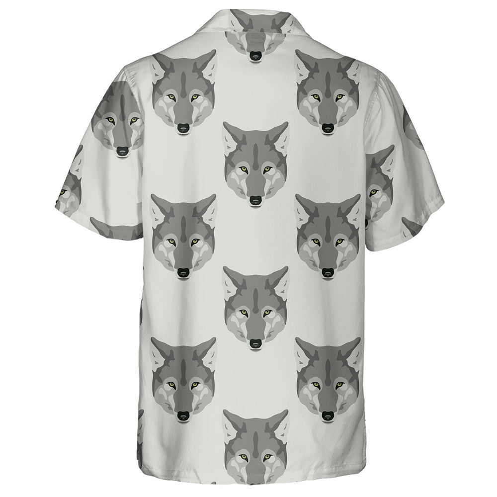 Geometrical Monochrome With Stylized Heads Of Wolf Hawaiian Shirt, Hawaiian Shirt Gift, Christmas Gift