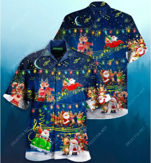 Beautiful Christmas Music Santa Claus Design Hawaiian Shirt, Hawaiian Shirt Gift, Christmas Gift