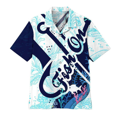 Fish On Hook Tropical Background Design Hawaiian Shirt,Hawaiian Shirt Gift, Christmas Gift