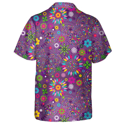 Theme Mystical Butterfly And Violet Floral Circles Hawaiian Shirt, Hawaiian Shirt Gift, Christmas Gift