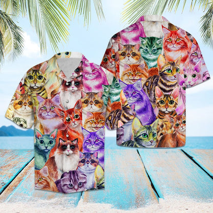 Cool Themed Of Cat Color Gift For Animal Lovers Hawaiian Shirt, Hawaiian Shirt Gift, Christmas Gift