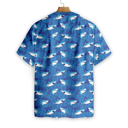 Shark Pattern Blue Theme Nice Design Hawaiian Shirt,Hawaiian Shirt Gift, Christmas Gift
