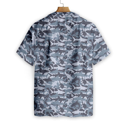 Shark Camouflage Design Hysterical Pattern Hawaiian Shirt,Hawaiian Shirt Gift, Christmas Gift