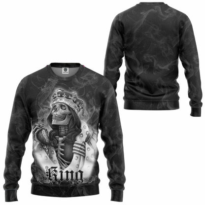 3D Skull a Rí Saincheaptha Tshirt Éadaí Cochaillín