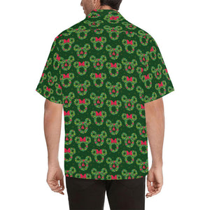 Green Background Cute Christmas Wreaths Hawaiian Shirt, Hawaiian Shirt Gift, Christmas Gift