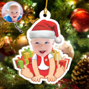 Baby Wear Noel Hat Christmas Custom Ornament, Christmas Ornament Gift, Christmas Gift, Christmas Decoration