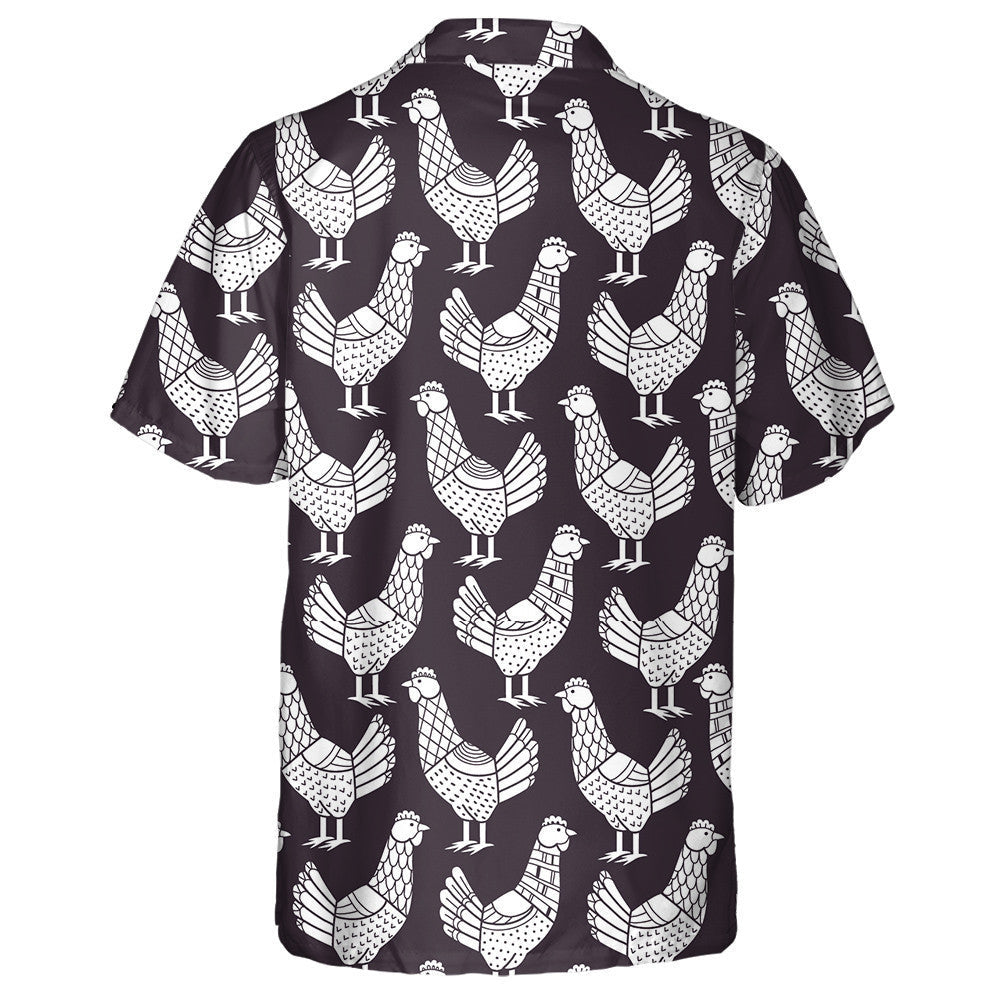 Chicken Monochorme With Special Texture Hawaiian Shirt, Hawaiian For Gift