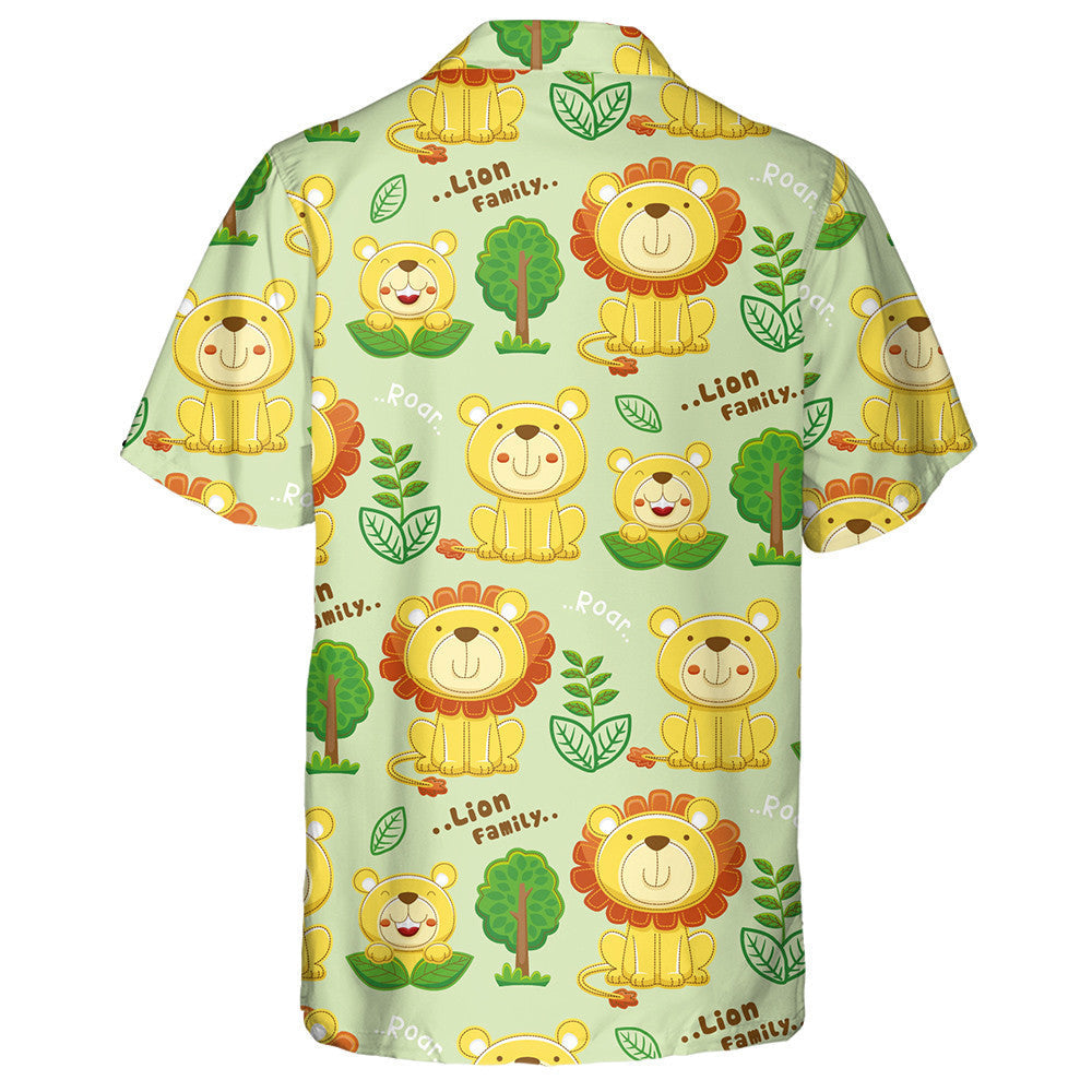 Lion Family With Trees And Plants Hawaiian Shirt, Hawaiian For Gift