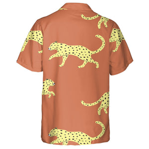 Wild African Exotic Leopard Animal On Orange Hawaiian Shirt, Hawaiian Shirt Gift, Christmas Gift