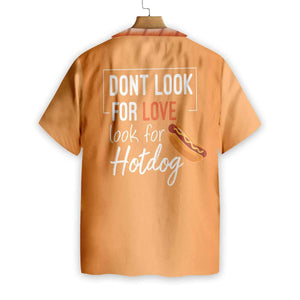 Orange Funny Hot Dog Pattern Hawaiian Shirt,Hawaiian Shirt Gift, Christmas Gift