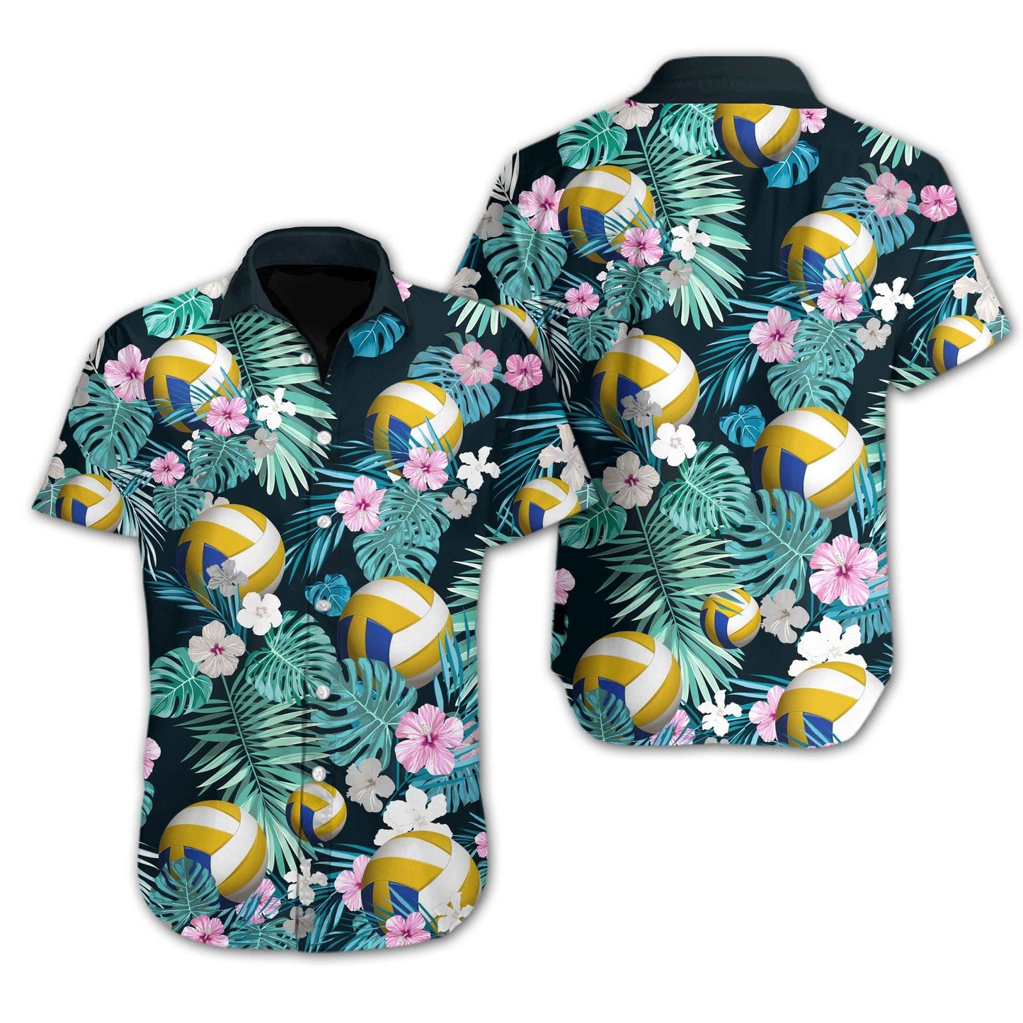 Volleyball Flower Tropical Jungle Design Hawaiian Shirt, Hwaiian For Gift