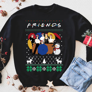 Friends And Snowman Christmas Ugly Sweatshirt - Funny sweatshirt gifts christmas ugly sweater for men and women