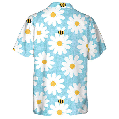 Natural Summer Bright Bees With Chamomile Flowers Hawaiian Shirt, Hawaiian Shirt Gift, Christmas Gift