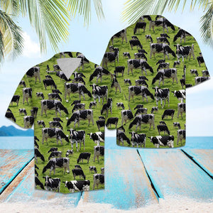 Cow Farm Eating Grass On Grassland Hawaiian Shirt,Hawaiian Shirt Gift, Christmas Gift