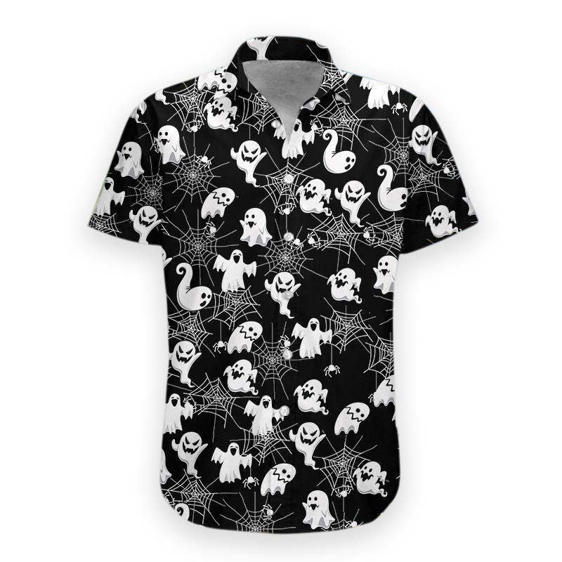 Black And White Halloween Crazy Ornamental Hawaiian Shirt, Hawaiian For Gift