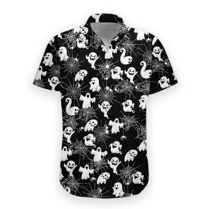 Black And White Halloween Crazy Ornamental Hawaiian Shirt, Hawaiian For Gift