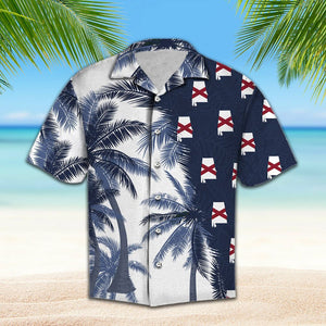 Alabama Flag With Palm Trees Design Hawaiian Shirt, Hawaiian For Gift