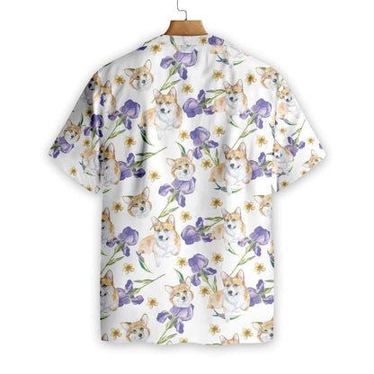 Little Corgi And Flowers Design Hawaiian Shirt, Hawaiian Shirt Gift, Christmas Gift