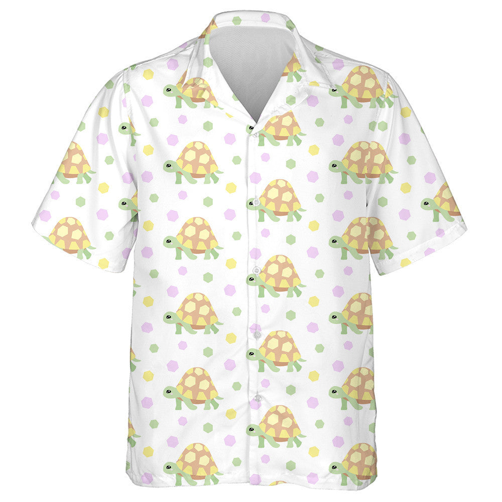 Hexagon And Land Turtle In Cartoon Style Hawaiian Shirt, Hawaiian Shirt Gift, Christmas Gift
