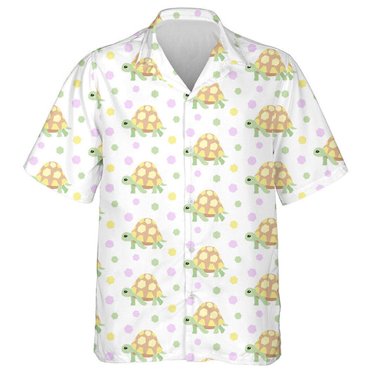 Hexagon And Land Turtle In Cartoon Style Hawaiian Shirt, Hawaiian Shirt Gift, Christmas Gift