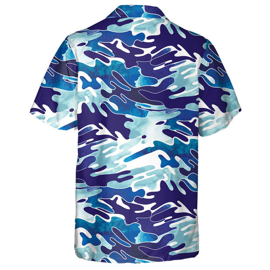 Uiscedhath Nua-Aimseartha Aqua Blue Camo Patrún Monacrómach Léine Haváís, Bronntanas Léine Haváís, Bronntanas Nollag