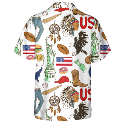 Siombalachas Sceitse Dathúil Spraoi Mheiriceá ar Chúlra Bán Léine Haváís, Bronntanas Léine Haváíais, Bronntanas Nollag